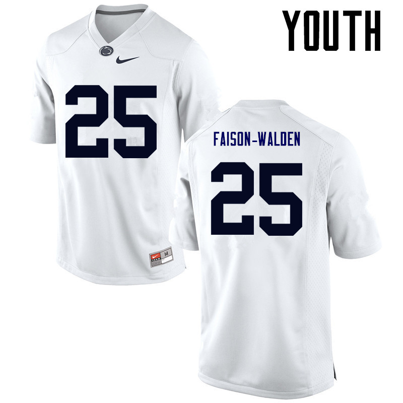 Youth Penn State Nittany Lions #25 Brelin Faison-Walden College Football Jerseys-White